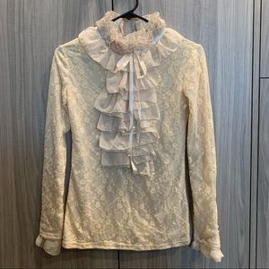 ‼️ 2/$15 Beige classic ruffle blouse